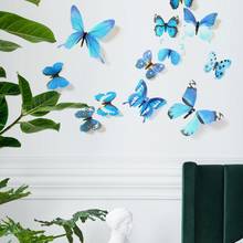 Наклейки на стену, 12 шт., 3d бабочки, декор стен, милые бабочки, настенные наклейки, художественные наклейки, настенные украшения для дома 2024 - купить недорого