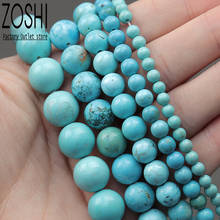 Wholesale Smooth Natural Stone Blue Turquoises Round Loose Beads 15" Strand 4-12 MM Pick Size For Jewelry Making Bohemian Style 2024 - buy cheap