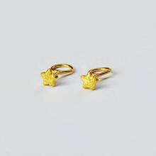 999 Real 24K Yellow Gold Earrings Women Luck Brush-finished Star Stud Earrings 0.42g 3.8mmW Beauty Women Earrings 2024 - buy cheap