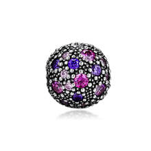 Cosmic Stars Beads for Jewelry Making 925 Sterling Silver Purple CZ Clip Stopper Charm Fits Pandora Beads Bracelet Berloque 2024 - buy cheap