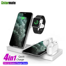 Soporte de cargador inalámbrico rápido Qi para iPhone 12 11, Apple Watch, 15W, 4 en 1, estación de carga plegable para Airpods Pro, iWatch Pad 2024 - compra barato