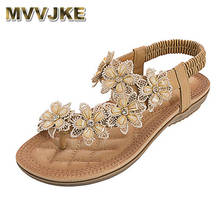 MVVJKE New Bohemian Style Vintage Classic Floral Sandals Women Comfortable Flat Bottom Summer Shoes Ladies Party Beach Sandals 2024 - buy cheap
