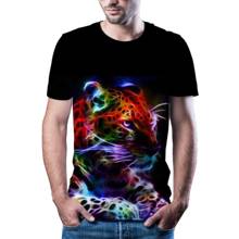 Мужская футболка с 3d принтом тигра, футболка с коротким рукавом, забавный дизайн, Повседневная футболка, Мужская футболка для Хэллоуина, Азиатский Размер 6xl 2024 - купить недорого