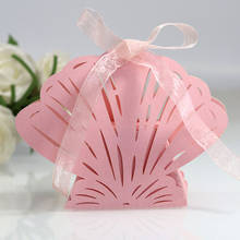 100pcs Laser Cut Shell Flower Candy Boxes Favor Gift Boxes With Ribbon Baby Shower Birthday Wedding Party Event Favor Decoration 2024 - buy cheap