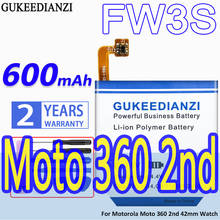 High Capacity GUKEEDIANZI Battery FW3S 600mAh FW3L 480mAh for Motorola Moto 360 2nd Moto360 2nd 42mm 46mm SNN5962A 2024 - buy cheap