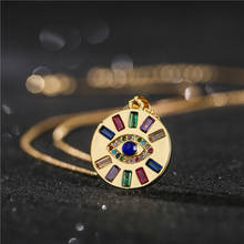 Fashion Rainbow Color CZ Pendant Necklace For Women Gold Color Evil Eye Necklace Female Party Jewelry Femme Bijoux Collar 2024 - buy cheap