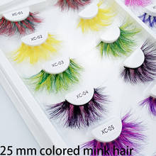 Pestañas postizas de visón de colores, 10 pares, 25mm, suaves, Tousled 3D, espectaculares, largas y naturales, maquillaje 2024 - compra barato