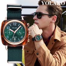 Reloj cuadrado de marca YOLAKO, relojes deportivos de lona de moda para hombre, reloj de pulsera de cuarzo para hombre 2024 - compra barato