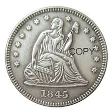 USA 1845 sentado Liberty cuarto de Dólares Chapado en plata 25 centavos copia moneda 2024 - compra barato