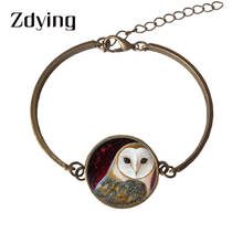 ZDYING Retro Animals Birds Bracelet Glass Fox Tiger Peacock Parrot Owl Oil Painting Cabochon Chain Bangles Christmas Gift PT06 2024 - buy cheap