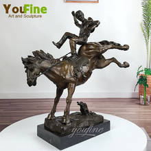 Escultura de caballo de carreras de bronce, estatua de caballo de carreras, esculturas de animales con Base de mármol para jardín, hogar, arte moderno, decoración de oficina 2024 - compra barato