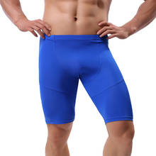 Pantalones cortos de Fitness para hombre, ropa interior sin costuras de seda de hielo, Sexy, pijama, Leggings, ropa interior deportiva de secado rápido, ropa de dormir Gay de talla grande 2024 - compra barato