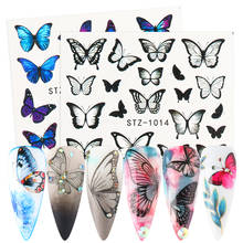Переводные наклейки и наклейки для ногтей с черными бабочками, цветные Летающие бабочки для маникюра, украшения для ногтей, новые наклейки и наклейки на ногти 2024 - купить недорого