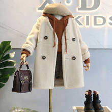 Детское двубортное пальто SAGACE, зимняя теплая кашемировая куртка из овечьей шерсти, верхняя одежда для девочек 2024 - купить недорого