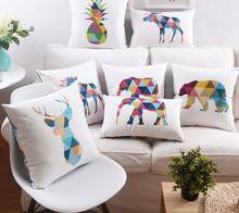 Color Geometric Triangles Animals Cushion Covers Deer Bear Moose Elephant Pineapple Cushion Cover Nordic Velvet Pillow Case 2024 - buy cheap