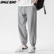 Único estrada dos homens sweatpants masculino 2021 primavera sólida baggy joggers streetwear japonês calças casuais cinza harem calças para homem 2024 - compre barato