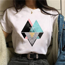 Женская футболка с геометрическим рисунком, в стиле Харадзюку, с коротким рукавом 2024 - купить недорого