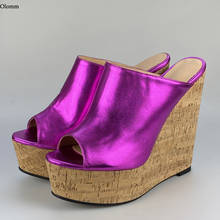 Olomm-Sandalias de tacón alto con plataforma para mujer, zapatos de tacón alto con punta abierta, color azul, plateado, fucsia, talla grande de EE. UU. 5 a 20, 2021 2024 - compra barato