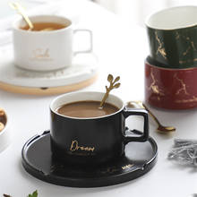 Taza de café de cerámica creativa de estilo europeo con bandeja y cuchara, juego de porcelana, agua, té, tazas simples de leche para el desayuno 2024 - compra barato