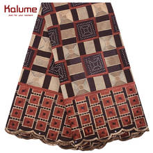 Kalome tecido de renda de algodão suíço africano, novo estilo, bordado, renda nigeriano, voile suíço com pedras, para vestido de festa f2049 2024 - compre barato