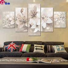 5 peças de pintura diamante abstrato flor decoração para casa sala de estar quarto arte da parede multi-imagem 5d diamante bordado 2024 - compre barato