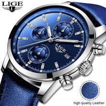 2020 LIGE New Fashion Men Watches Analog Quartz Wristwatches 30M Waterproof Chronograph Sports Date Leather Watches Montre Homme 2024 - buy cheap
