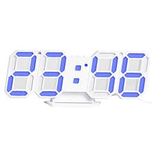 3D LED Digital Clock Electronic Table Clock Alarm Clock Wall Glowing Hanging Clocks Blue 2024 - buy cheap