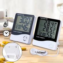 LCD Digital Thermometer Hygrometer Gauge Indoor/Outdoor Weather Station Automatic Electronic Temperature Humidity Monitor Clock 2024 - купить недорого