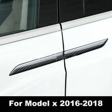 4 pces maçaneta da porta do carro capa 3d real protetor de fibra de carbono adesivo montagem para tesla model x 2016-2018 2024 - compre barato