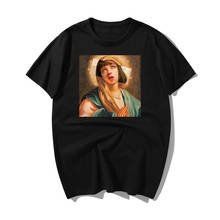 Camiseta de hip-hop Quentin Tarantino película Pulp Fiction Virgen María camiseta hombres mujeres camisa negro verde Streetwear algodón camiseta 2024 - compra barato