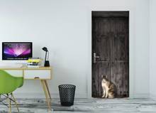 3D кошка перед дверью, Настенные обои фотообои, Настенная печать, наклейка, Настенный декор, настенная фотообои, самоклеящаяся пленка для двери 2024 - купить недорого