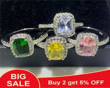 4 Colors Birthstones ring White Gold Filled Engagement Wedding Band Rings for women men cushion cut AAAAA zircon Finger Jewelry 2024 - buy cheap