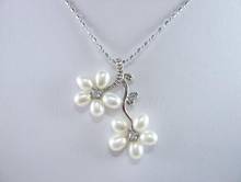 wonderful cultured freshwater white pearl bead CZ flower pendant 2024 - buy cheap