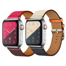 Высококачественный ремешок для часов iwatch series 4 3 2 1 для Apple Watch Band кожаный ремешок 42 мм 38 мм 40 мм 44 мм серия 5 2024 - купить недорого