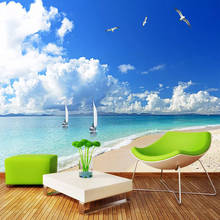 Пользовательские Настенные обои песчаный пляж Пейзаж Современная гостиная диван ТВ фон стены дизайн настенная живопись 3D фото обои 2024 - купить недорого