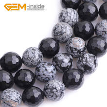 Natural Stone Black Obsidian Snowflake Jaspers Faceted/ Frosted Matte Spacer Loose Beads For Jewelry Making Strand 15“ Wholesale 2024 - buy cheap