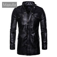 Maxulla New Men's Leather Jackets Casual Mens Long Motorcycle Leather Coats Man Slim Outerwear Leather Biker Jackets Clothing 2024 - buy cheap