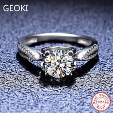 Geoki 1 CT Passed Diamond Test Perfect Cut D Color VVS1 Moissanite Cow Head 4 Prong Ring 925 Sterling Silver Wedding Jewelry 2024 - buy cheap