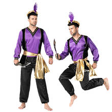 Halloween homem adulto aladdin príncipe traje magia lâmpada aladdin cosplay palco traje de halloween para homem 2024 - compre barato