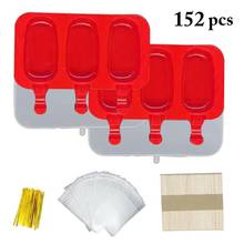2pc Silicone 3 Hole Ice Cream Mould Ice Cube Tray Popsicle Diy Mold Dessert Red Color Ice Cream Mold With Popsicle Stick 2024 - buy cheap