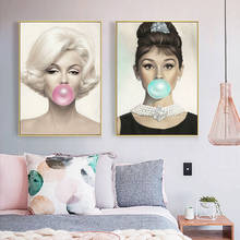 Nordic Poster Marilyn Pink Bubble Gum Monroe Canvas Painting Modern Wall Art Pictures Canvas Prints for Living Room Home Deocr 2024 - buy cheap