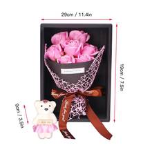 1 шт. имитация 7 роз мыло цветок подарочная коробка маленький букет подарок День Святого Валентина романтический цветок свадебный подарок красивый 2024 - купить недорого