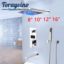 Cabezal de ducha LED de lluvia con pulverizador de mano y grifo de bañera, mezclador de ducha montado en la pared, grifos cromados de ducha de lluvia de un solo mango 2024 - compra barato