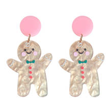 New Arrival Gingerbread Man Acrylic Earrings for Women Girls Fashion Christmas Gifts Funny Party Jewelry Brincos 2024 - buy cheap