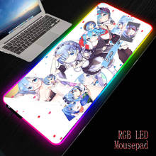 Alfombrilla de ratón MRGBEST Rem Re Zero Anime Girl RGB para videojuegos, alfombrilla de ratón grande para ordenador, retroiluminación LED, alfombrilla para teclado, 40x90/35x90cm 2024 - compra barato