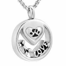 LL035 I Love Dog Bone Paw Print Stainless Steel Cremation Jewelry For Pet Memorial Urn Necklace Hold Funeral Ashes Keepsake 2024 - buy cheap