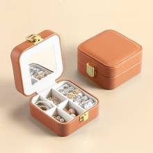 New Leather Jewelry Storage Box Pumpkin Color Mini Portable Earring Holder Jewellery Display Case Organizer 2024 - buy cheap