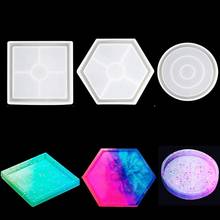 3Pcs/Set Coaster Silicone Mold Hexagon Square Round Resin Molds DIY Bottom Bracket for Casting with Resin Concrete Cement 2024 - buy cheap