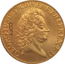 24-K banhado a ouro 1725 Reino unido 1 Guiné-George EU moedas copiar 2024 - compre barato