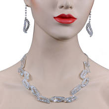 Chran-Conjunto de joyería para boda, conjunto de joyas de boda chapadas en plata, cristal brillante de diseño único 2024 - compra barato